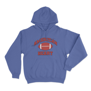 American Heart Football Hoodie Blue