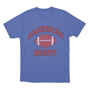 American Heart Football T Shirt Blue